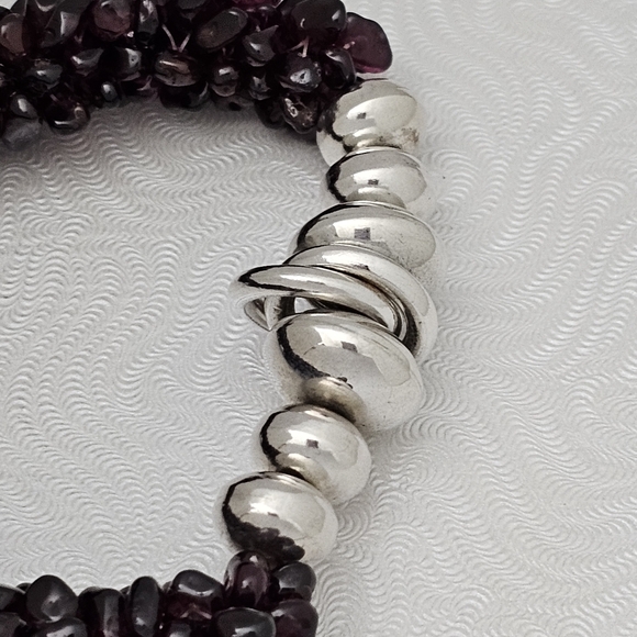 Silpada Super Rare Sterling Silver Garnet Nugget Bead Stretch Bracelet B0930 - Picture 4 of 11
